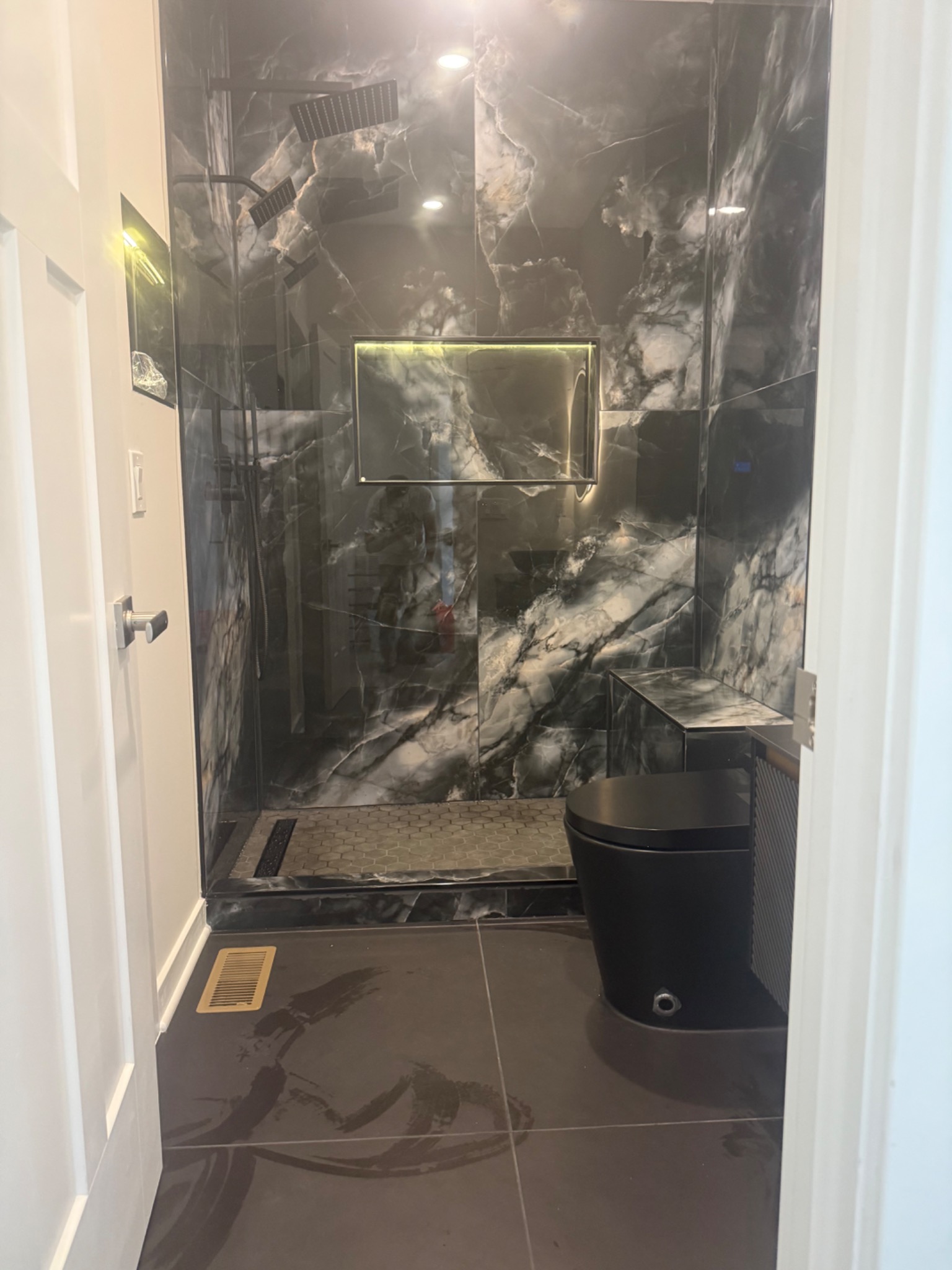 Dark marble bathroom